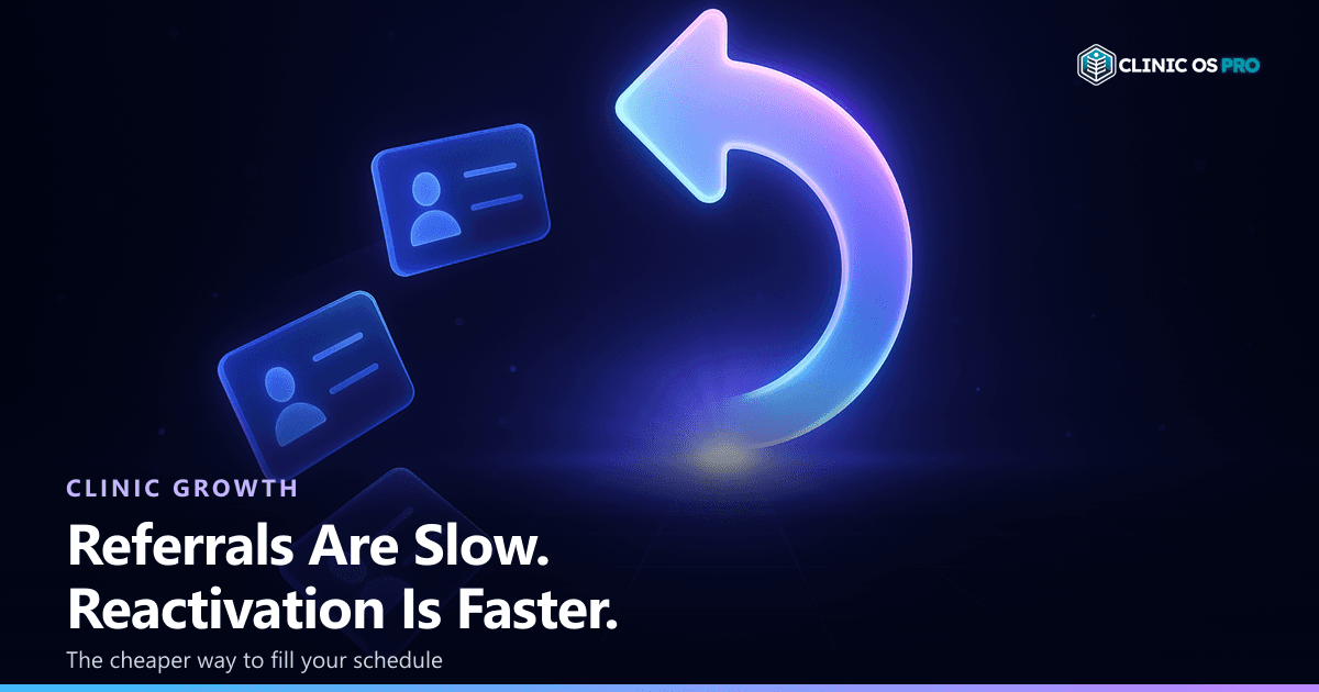 Featured image for: PT Referrals Are Slow. Patient Reactivation Is Faster. – PT practice growth and patient retention by Clinic OS Pro